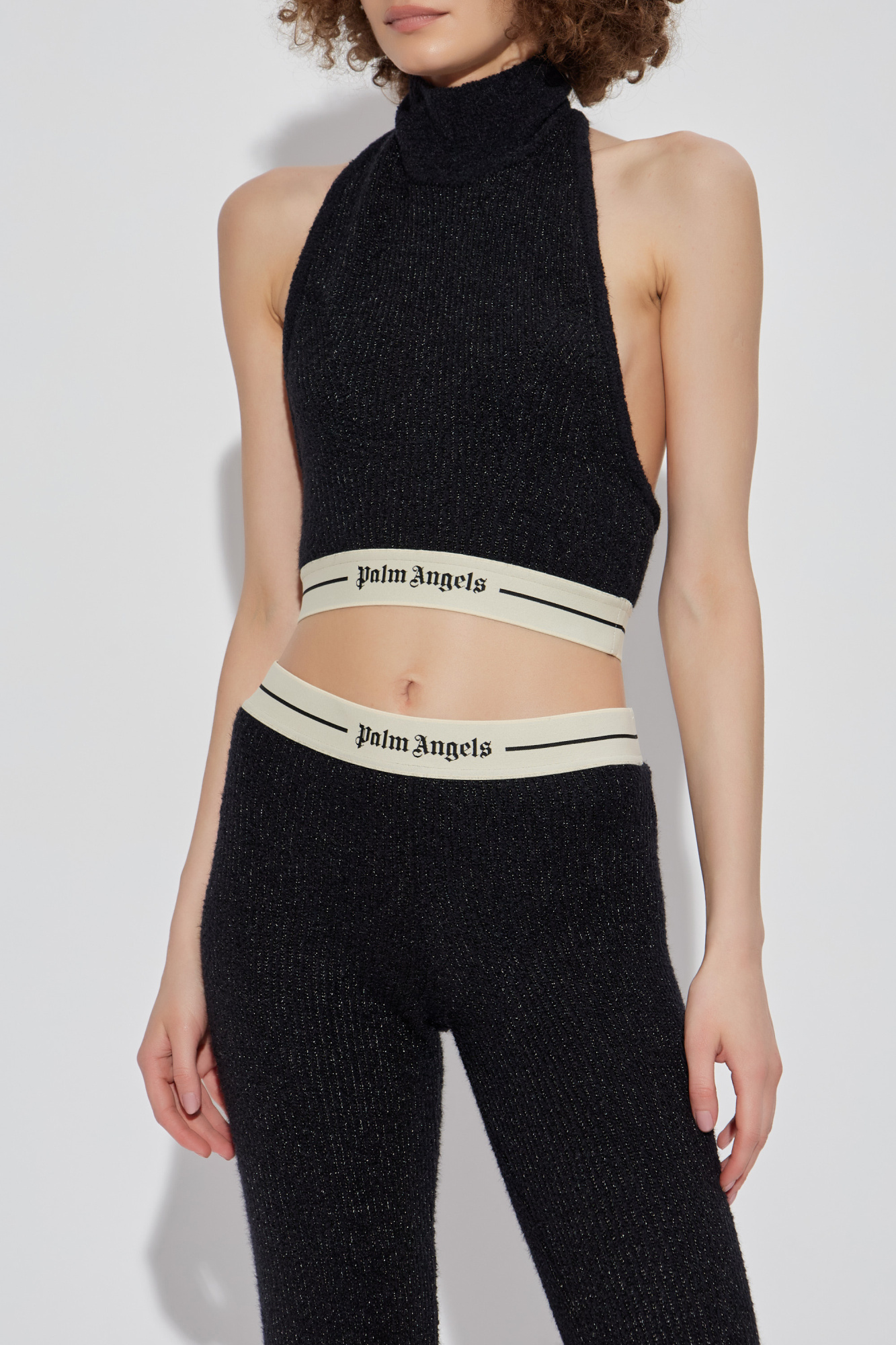 Palm Angels スクープネック クロップドトップ Black Top with stand-up collar Palm Angels - Vitkac France
